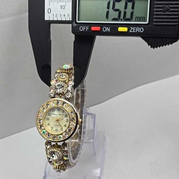 Womens Vintage Cerentino Diamond Gold Tone Watch Crystals Rhinestone New Battery main image 8